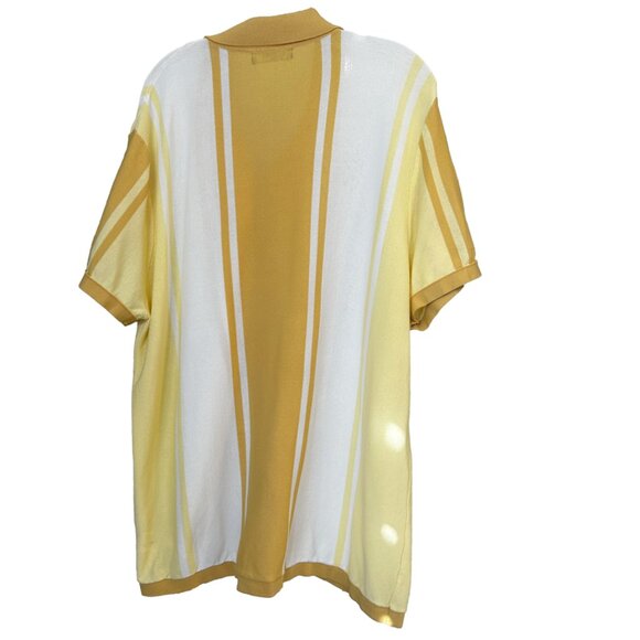 Paul Jones Knit Button Up Shirt 2XL Short Sleeve Striped Retro Vintage Style - Picture 3 of 8